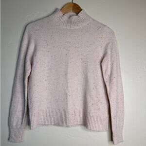 Land's End Cream Speckled Cashmere Mock Neck Sweater SMALL